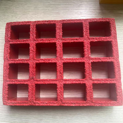 Mesh size 38x38mm, FRP molded grating of red color., anti-slippery surface with grit on the surface. Very good performance for carwash and other job location